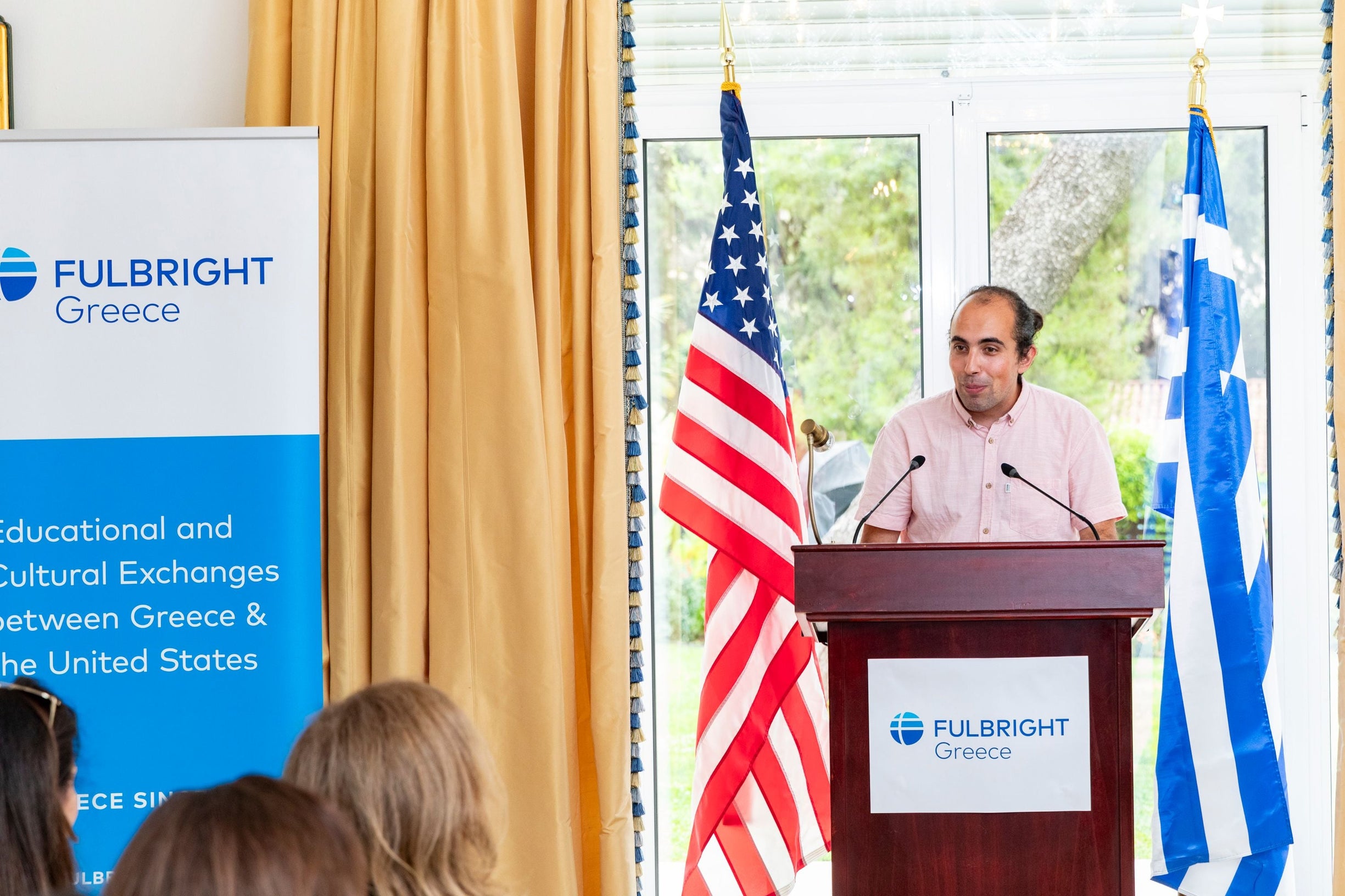 Andreas Vavvos speaks at Fulbright Greece ceremony